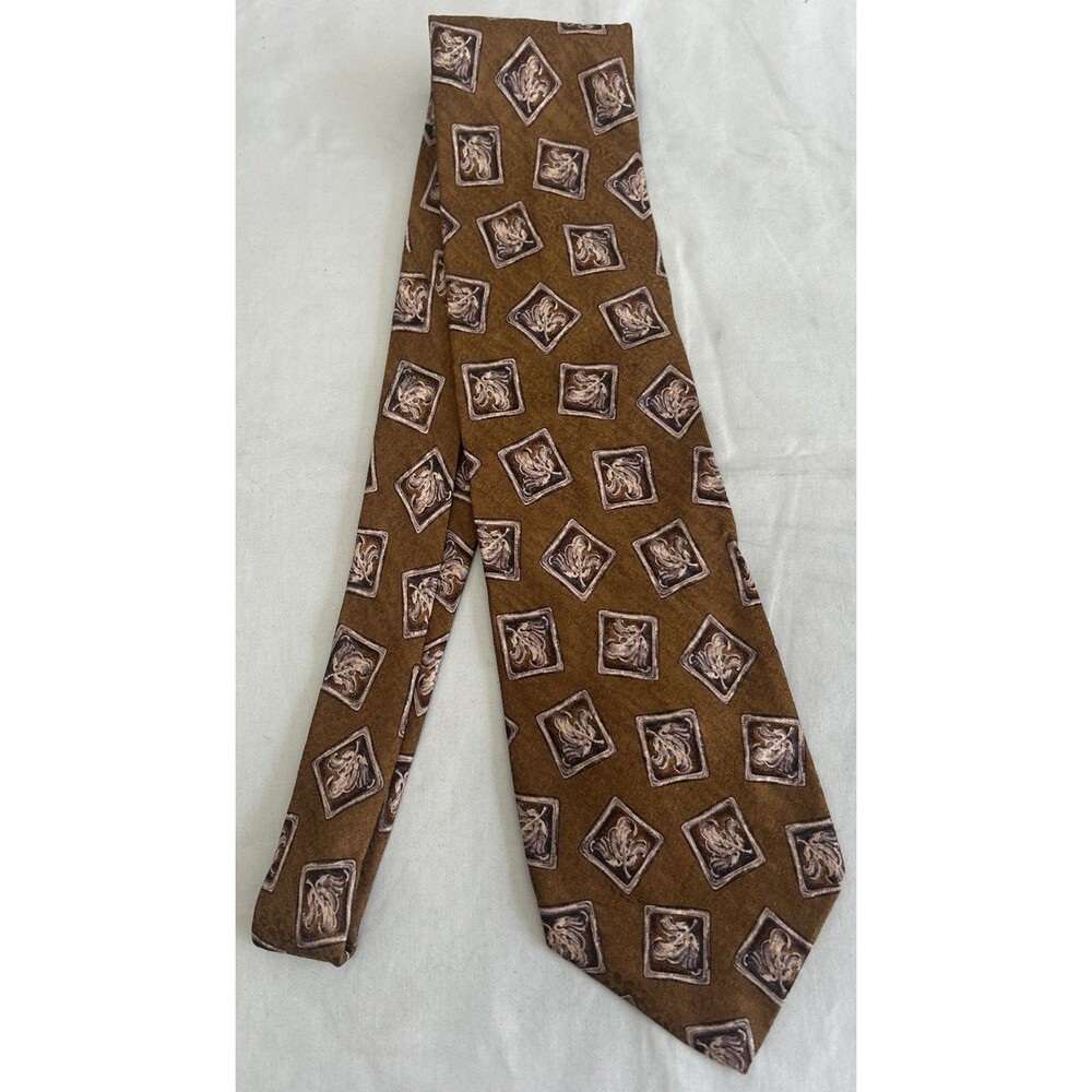 Vintage 90s Valentino Cravatte Silk Tie Mens Brown Pattern Made in Italy 4X58